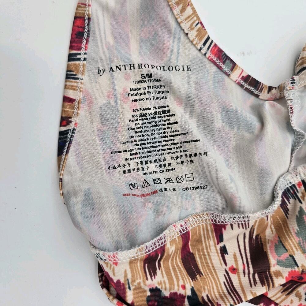 Anthropologie Bra Womens Small Medium Pink Beige Red Abstract Print - Picture 3 of 9